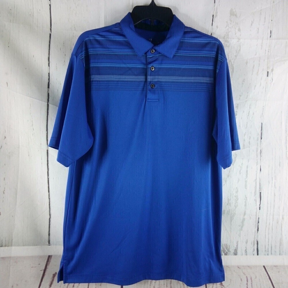 Grand Slam Mens Blue Pinstriped Golf Polo Shirt Size L